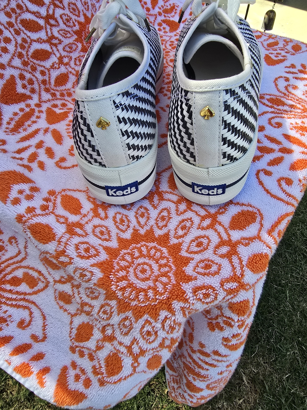 Brand New Keds X Kate Spade Blue & White Houndstooth Sneakers Size 11 - Picture 4 of 6